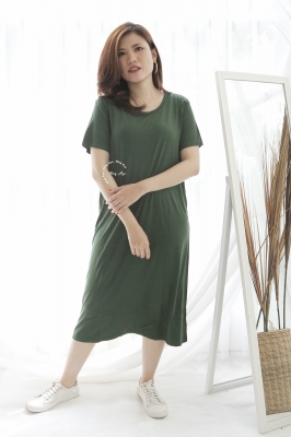 Maura Dress Kaos Polos Casual Basic Premium - NADR 02 Hijau